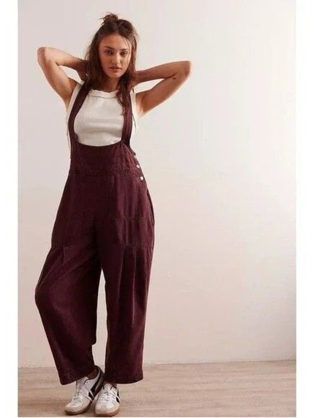 Free People We The Free Felix Tapered Overalls Large brown Jumpsuit barrel leg